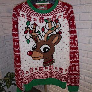 Happy Holidays Ladies Size large Straight Loose Fit Christmas Sweater